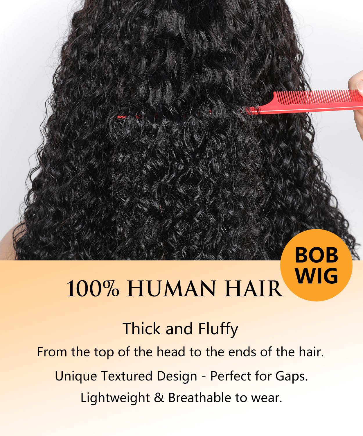 JuneMet 12 Inch Wig with Bangs Human Hair Bob Water Wave 2x4 HD Lace Closure Front Curly Wigs Human Hair Bang Wig Glueless Ready to Wear and Go for Beginners 100% Brazilian Human Hair for Black Women