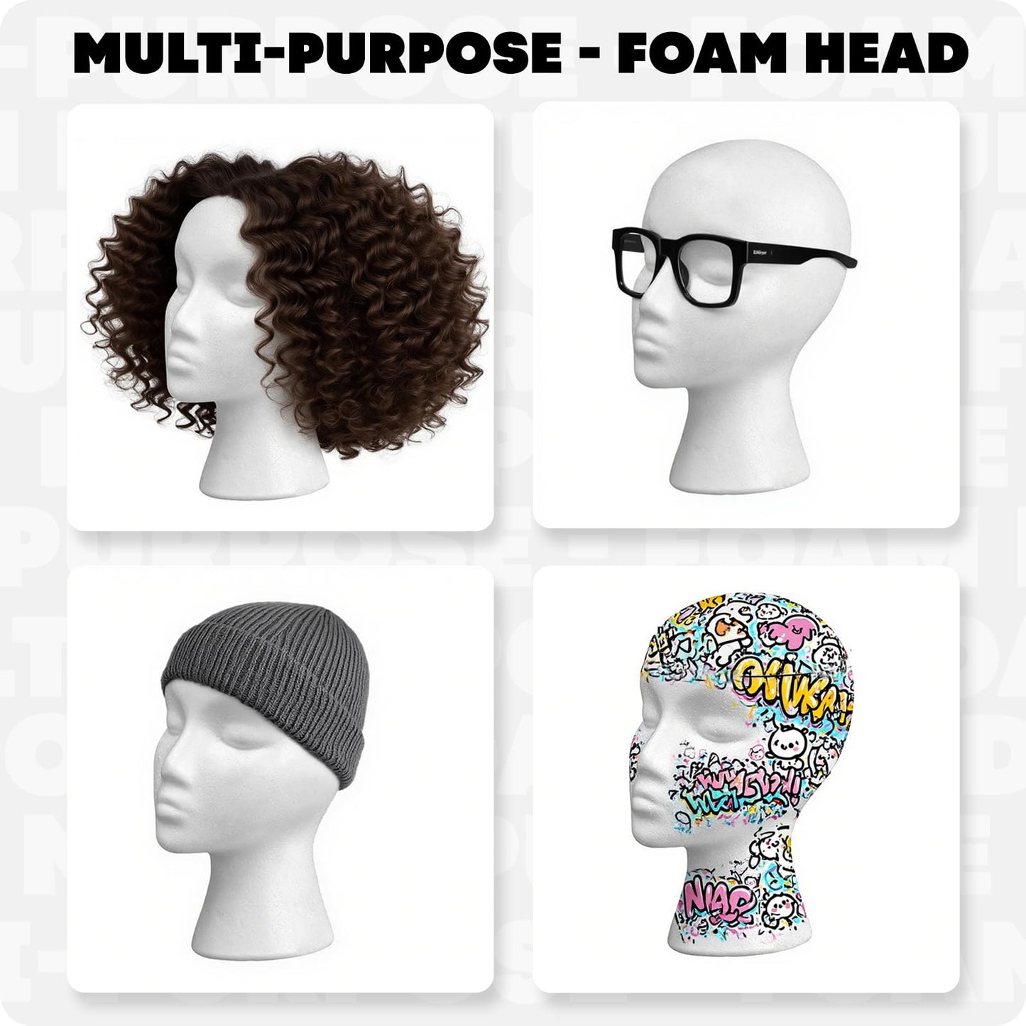 11" 3 Pcs Wig Head - Tall Female Foam Mannequin Wig Stand and Holder for Style, Model And Display Hair, Hats and Hairpieces, Mask - for Home, Salon and Travel（3 Pieces）