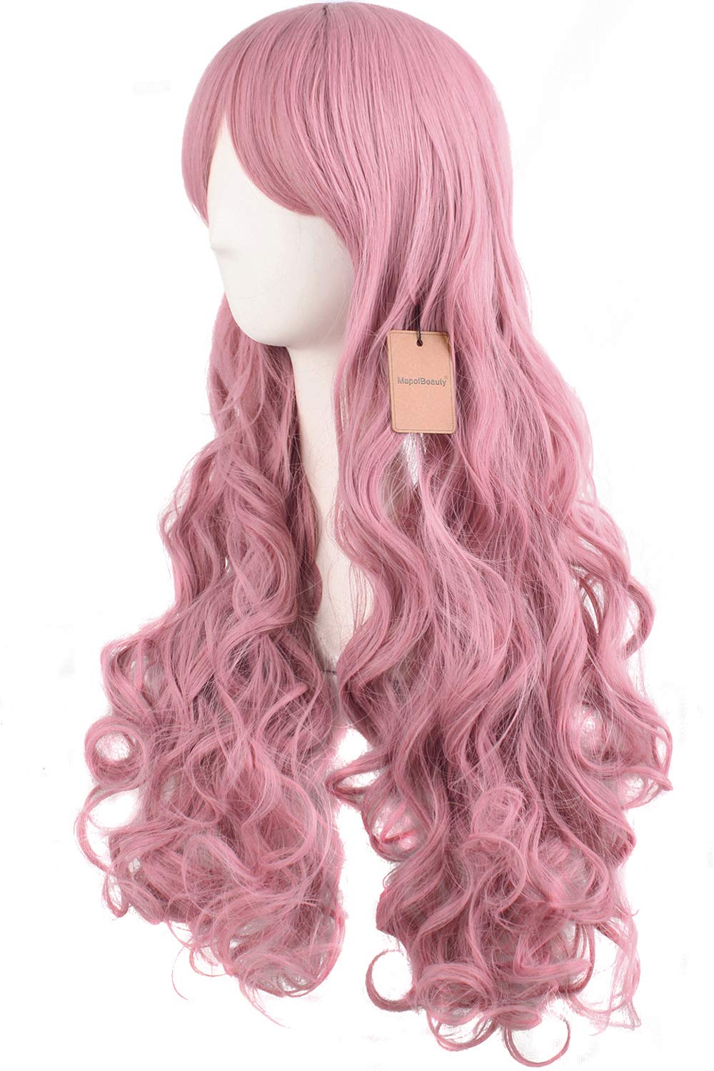 MapofBeauty 28"/70cm Lolita Long Curly Clip on Ponytails Cosplay Wig (Rouge Pink)