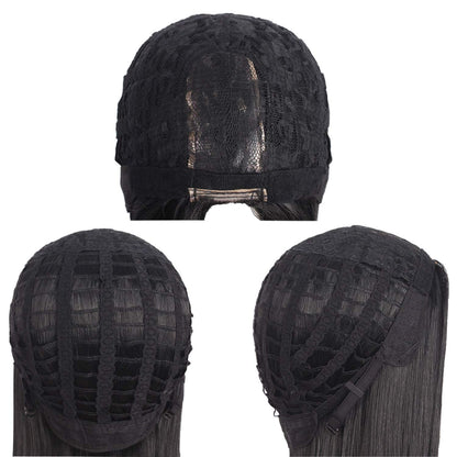 MapofBeauty 40 Inch/ 100 cm Carve Long Straight Cosplay Wig Anime Costume Party Wig (Black)