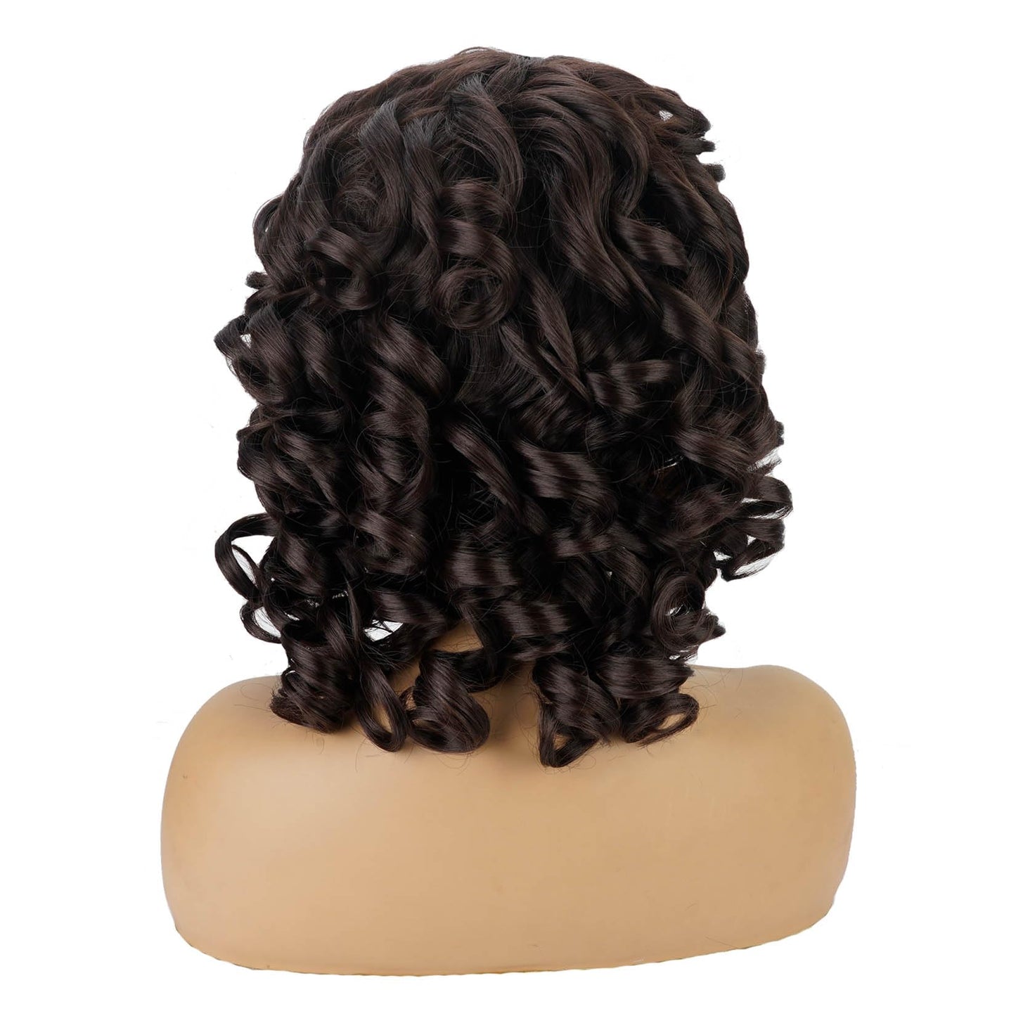 andromeda Brown Curly Wigs for Black Women Soft Afro Kinky Curly Wig with Bangs Loose Cute Curly Heat Resistant Natural Looking Synthetic Wig for Women(Brown/4#)