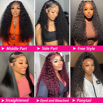 Deep Wave Lace Front Wigs Human Hair 180% Density Curly Lace Front Wig Human Hair Wet and Wavy Wig 13x4 HD Lace Frontal Wigs Human Hair 20 Inch Glueless Curly Wigs for Black Women Pre Plucked