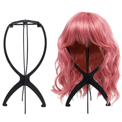 Seewaazee 2 Pack Wig Stand, Wig Head Stand Portable Wig Holder for Multiple Wigs, Wig Stands Tripod for Styling Wig Storage, Black two Packs