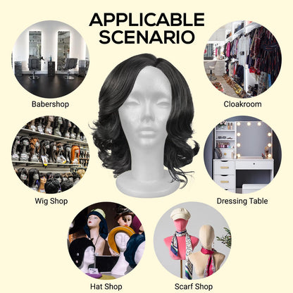 STUDIO LIMITED 11.4-Inch Styrofoam Mannequin Head (1 Pack) - White Foam Wig Stand for Wigs, Hats, Masks, Hairpieces, Arts, Crafts, DIY Projects, Salon Display, and Travel Use