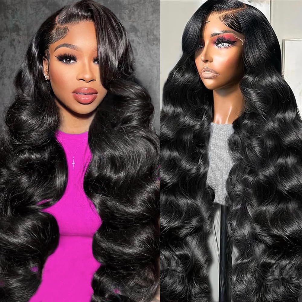 YUNXING 26 Inch 13x6 Lace Front Wigs Human Hair 200% Density Body Wave Lace Front Wigs Human Hair Pre Plucked Glueless Wigs For Women HD Lace Frontal Wig