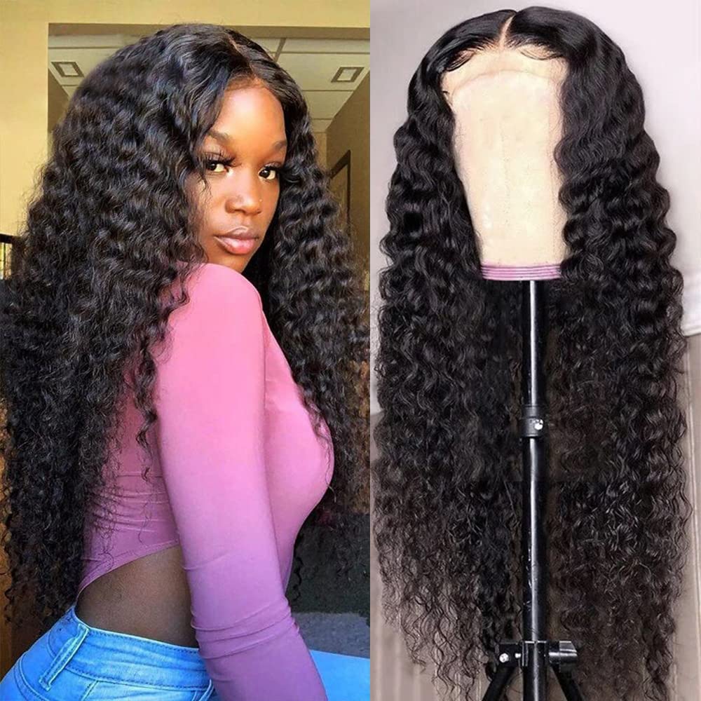 Long Wet and Wave Lace Front Wigs Human Hair 180% Density Brazilian Virgin Hair Water Wave Lace Closure Human Hair Wigs for Black Women Pre Plucked with Baby Hair Natural Color 34 Inch