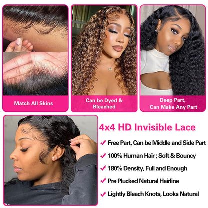 Long Wet and Wave Lace Front Wigs Human Hair 180% Density Brazilian Virgin Hair Water Wave Lace Closure Human Hair Wigs for Black Women Pre Plucked with Baby Hair Natural Color 34 Inch