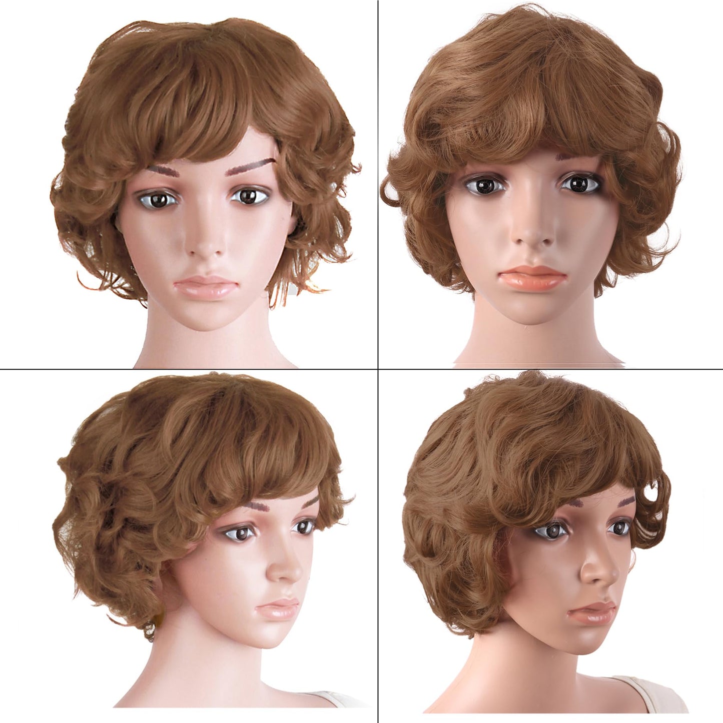 MapofBeauty 11.8 Inch /30 cm Elderly Women Curly Short Fashion Wig (Light Brown)