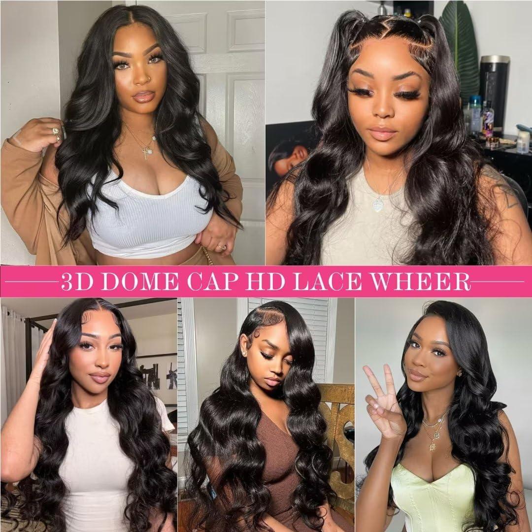 Aaliweya 5x5 Wear and Go Glueless Wig Pre Cut Lace Closure Wigs for Women 5x5 Hd Lace Closure Wigs Human Hair Pre Plucked Body Wave Closure Wig 180% Density Natural Black 22inch