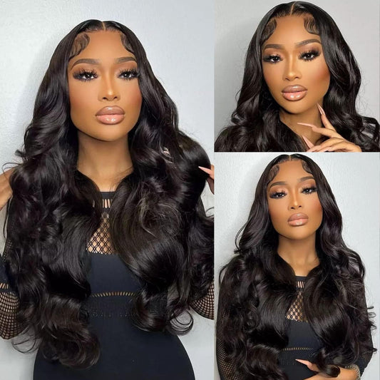 16 Inch 13x6 Lace Front Wigs Human Hair 180 Density Body Wave HD Lace Front Wigs Human Hair Pre Plucked Natural Color Human Hair Lace Front Wigs for Women