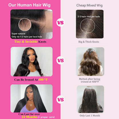 CUTE BEIN 250 Density 30 Inch Lace Front Wigs, 100% Human Hair,[2-Year Life,260g], 13x6 Straight HD Transparent Lace Frontal Wigs for Black Women, Glueless Wigs Pre Plucked with Baby Hair
