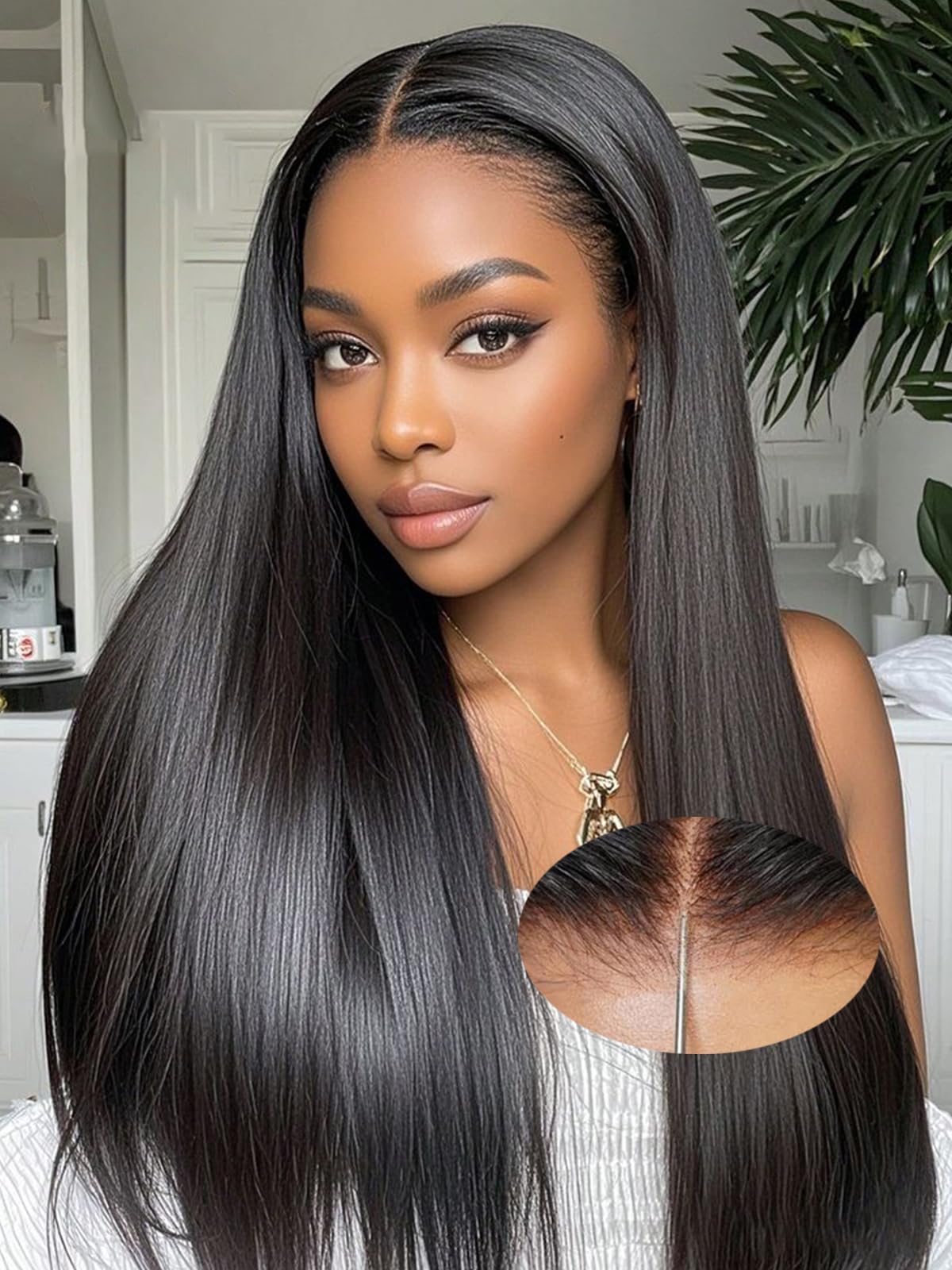 30 Inch Glueless Wigs Human Hair Pre Plucked,Pre Cut 7x5 HD Lace Wear and Go Glueless Wigs Human Hair Pre Bleached Knots,Straight Lace Front Closure Wig for Women 200% Density