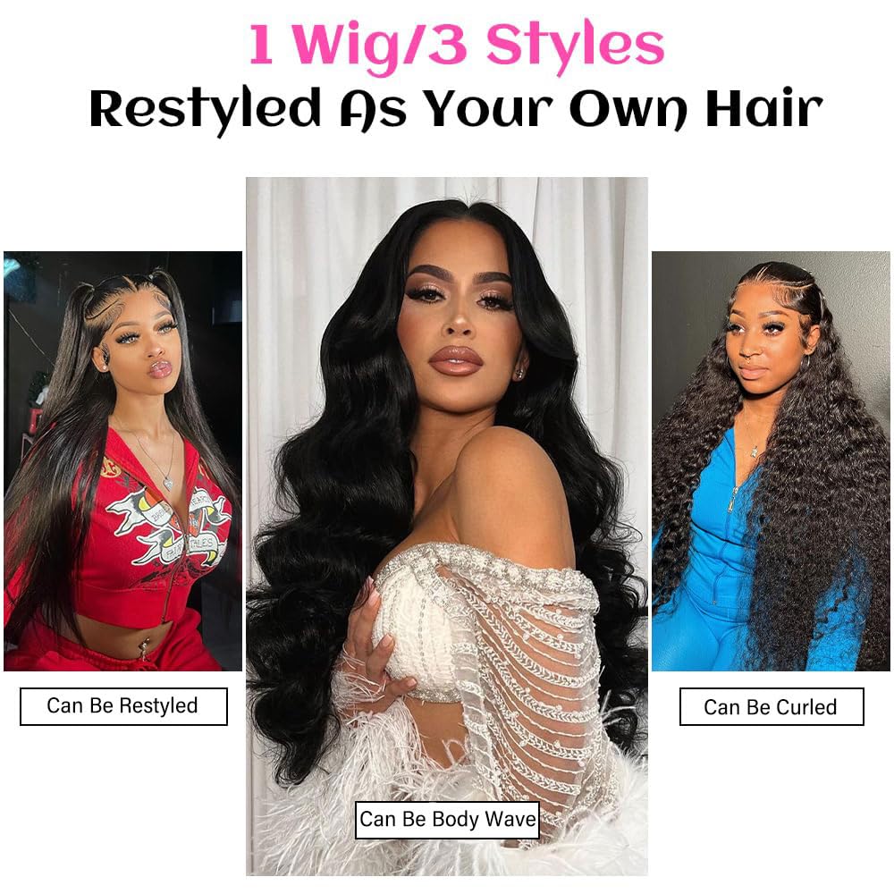 TAIKOU 30 Inch 13x6 Lace Front Wigs Human Hair 200 Density 13x6 HD Transparent Lace Front Wigs Human Hair Pre Plucked Straight Human Hair Wig With Baby Hair For Women