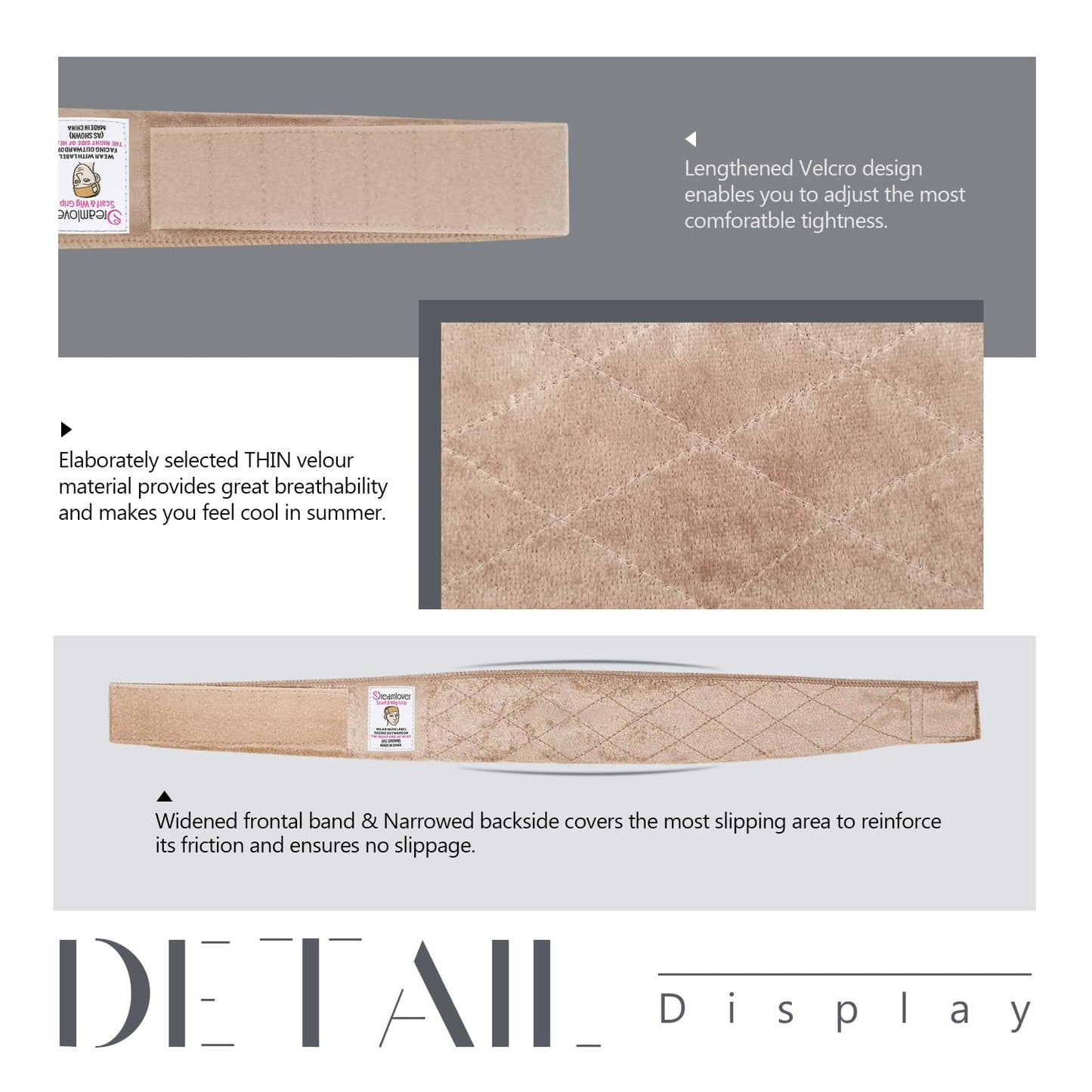 Dreamlover Headband for Wigs, Wig Grip Headband for Women, Tan