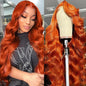 26 Inch 13x6 Ginger Lace Front Wigs Human Hair Body Wave Lace Frontal Wig 13x6 HD Lace Front Wigs Pre Plucked Human Hair Wigs For Black Women Ginger Orange 350# Colored Glueless Wigs