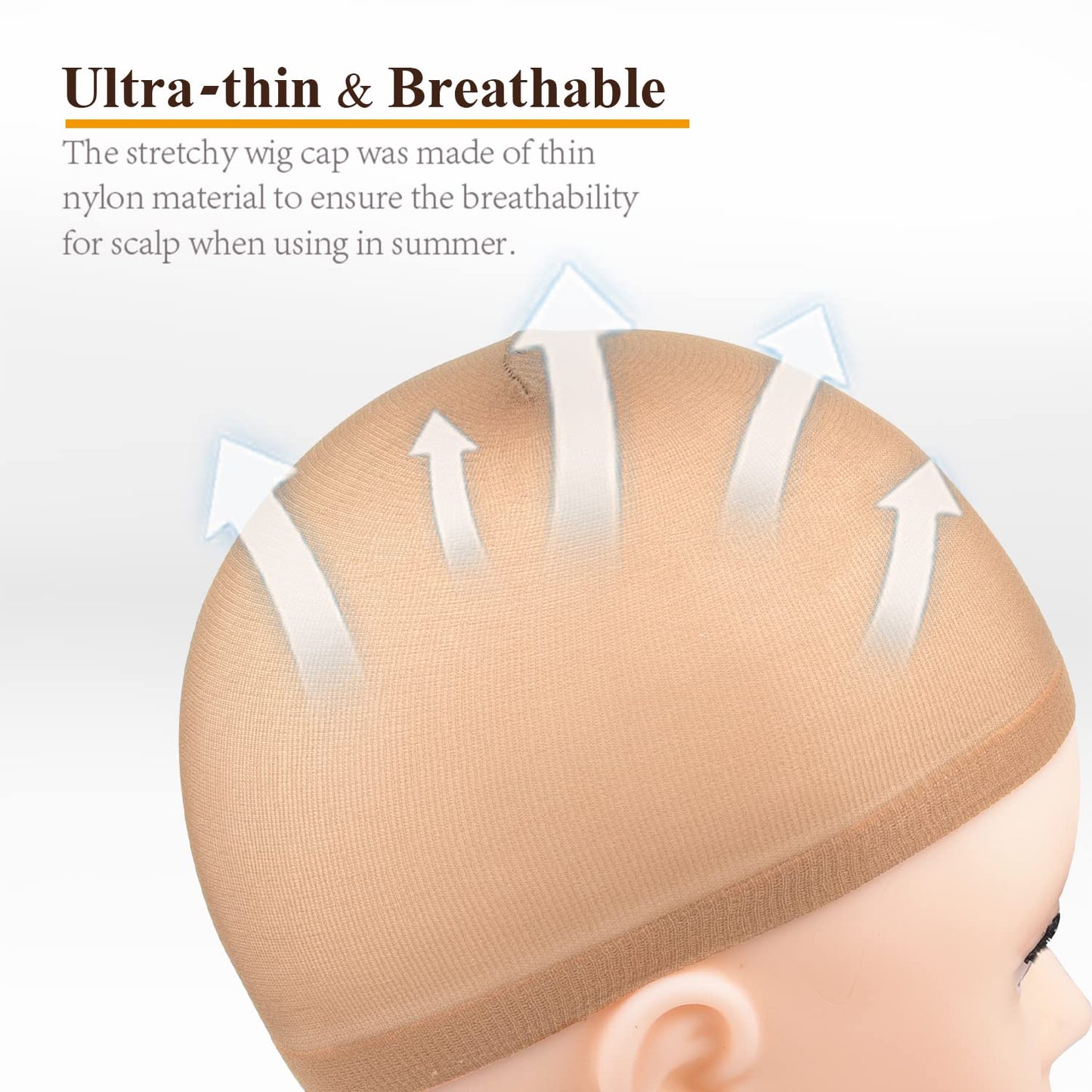 MORGLES Wig Cap, 6 Pcs Stretchy Nylon Wig Caps Stocking Wig Caps for Women, Light Brown