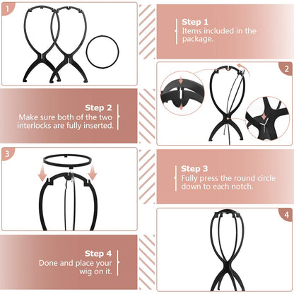 Dreamlover Wig Stand, Wig Head Stand, Wig Holder for Multiple Wigs, Black, 3 Pack