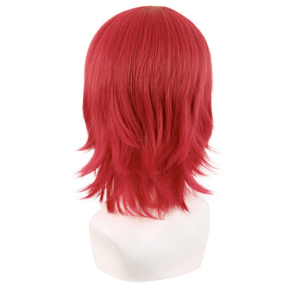 MapofBeauty 14 Inch/35 cm Short Cosplay Wolf Tail Synthetic Side Bangs Party Wig (Red)