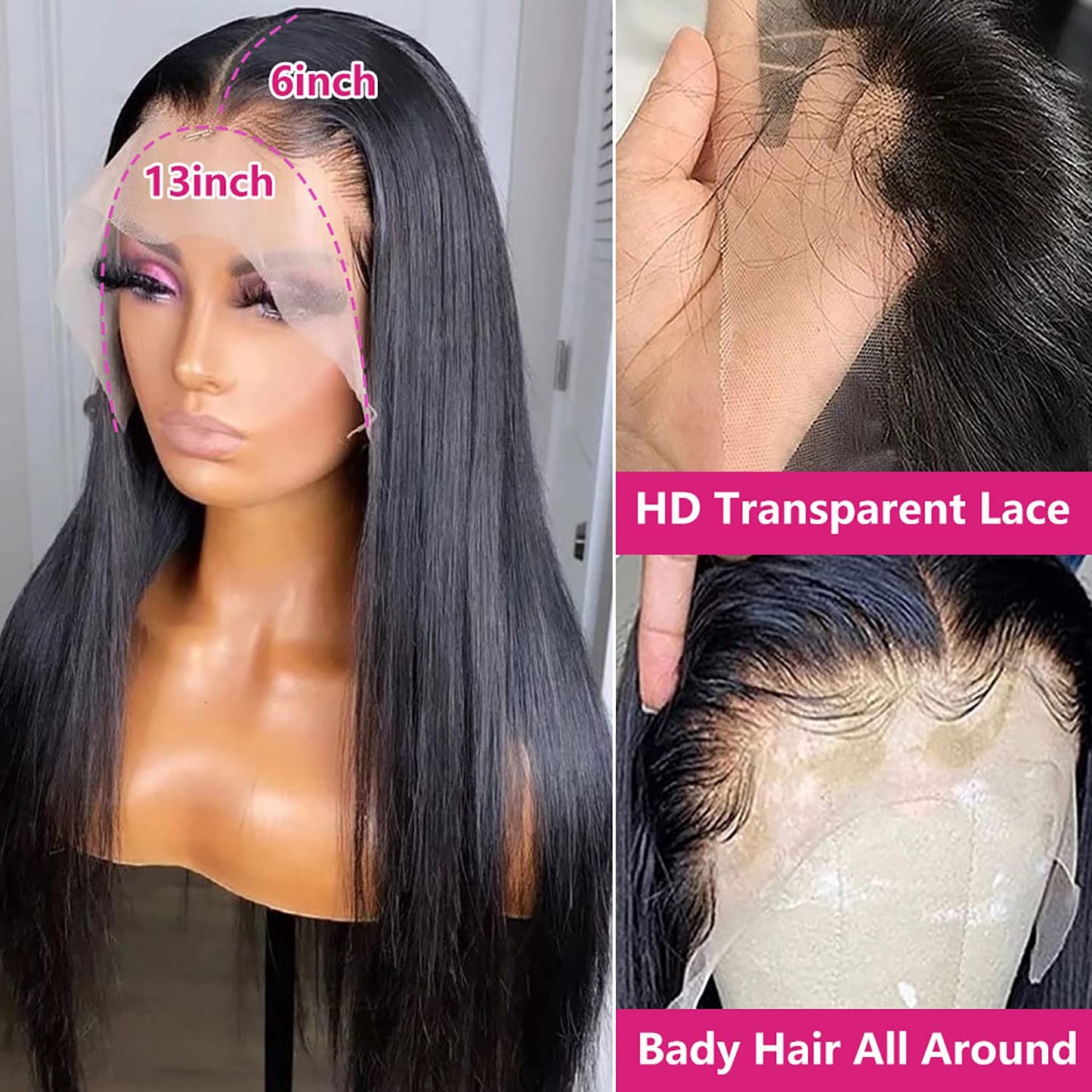 Ysxbui 30 Inch 13x6 Straight Lace Front Wigs Human Hair 180 Density HD Lace Front Wigs Pre Plucked with Baby Hair Human Hair 13x6 Full Lace Frontal Wigs Brazilian Virgin Hair Natural Color (30 Inch)