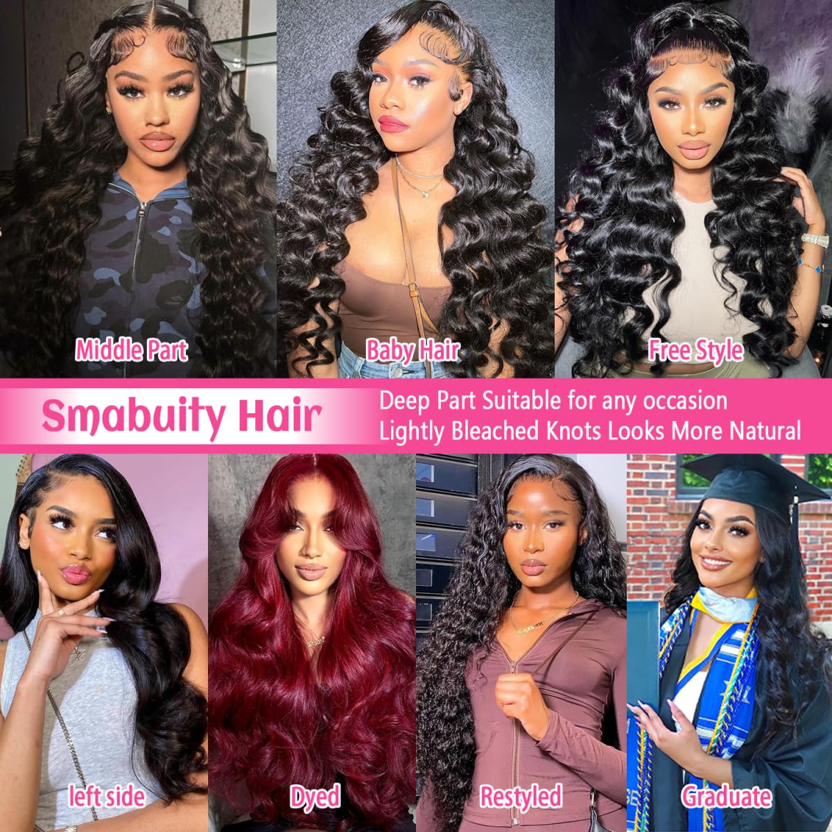 Smabuity 30 Inch 13X6 Body Wave Lace Front Wigs Human Hair HD Lace Frontal Wigs Human Hair 180% Density Glueless Wigs Human Hair Pre Plucked for Women Body Wave Wig Natural Color