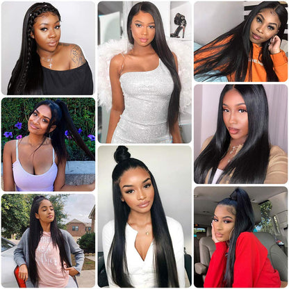 Hermosa 13x4 HD Lace Front Wigs Human Hair Pre Plucked with Baby Hair 180 Density Transparent 10A Remy Brazilian Straight Lace Frontal Human Hair Wigs for Black Women 16inch