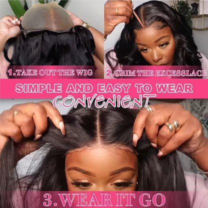 Aaliweya 5x5 Wear and Go Glueless Wig Pre Cut Lace Closure Wigs for Women 5x5 Hd Lace Closure Wigs Human Hair Pre Plucked Body Wave Closure Wig 180% Density Natural Black 22inch