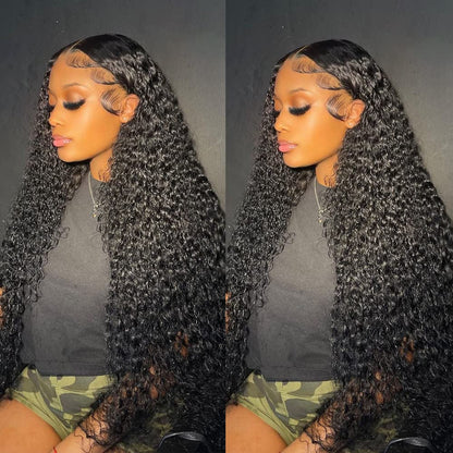 Long Wet and Wave Lace Front Wigs Human Hair 180% Density Brazilian Virgin Hair Water Wave Lace Closure Human Hair Wigs for Black Women Pre Plucked with Baby Hair Natural Color 34 Inch