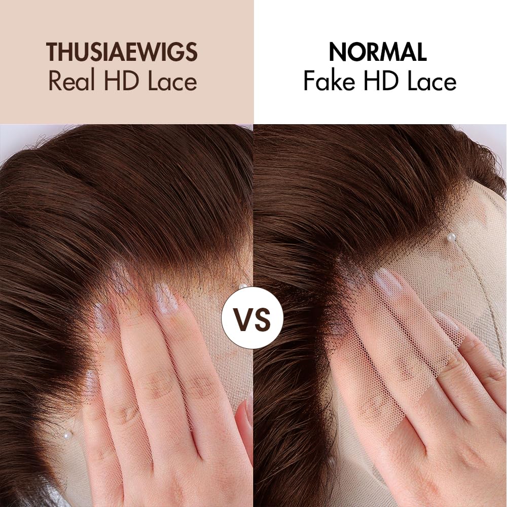 SKINLIKE Real HD Lace Frontal Wigs, 13x6 Full Frontal Curly 250% Density Pre-Plucked Bleached Knots Invisible HD Lace Wig Chocolate Brown Human Hair Wig 26Inch