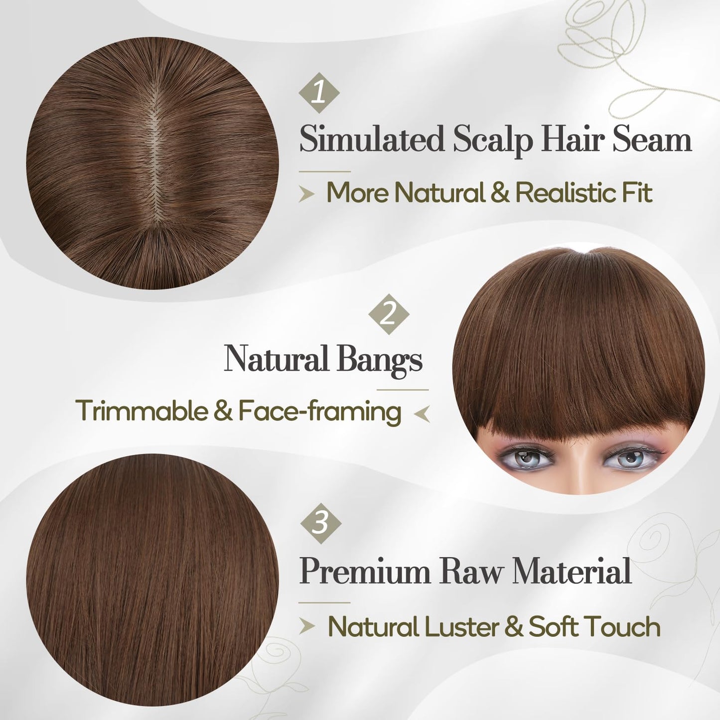 BARSDAR Short Brown Bob Wig With Bangs - Short Brown Bob with Bangs Wig for Women - 12 Inch Natural Looking Soft Synthetic Hair Replacement Wigs Velma Kelly Costume Dora Wigs Daily Party Halloween