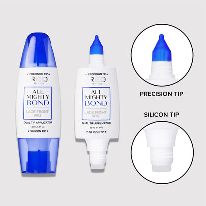 Red by Kiss All Mighty Bond Lace Front Wig Glue, Dual Tip Applicator, Instant Drying, Water Resistant, Strong Hold for Wigs, Frontals, Toupees, Safe for Sensitive Skin