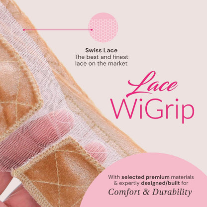 MILANO COLLECTION Wigrip, Premium Lace Wig Band for Women, Fully Adjustable & Reinforced Lace Wig Grip Band by Hairline, Comfortable and Secure Glueless Velvet Headband, Chocolate Brown & Nude