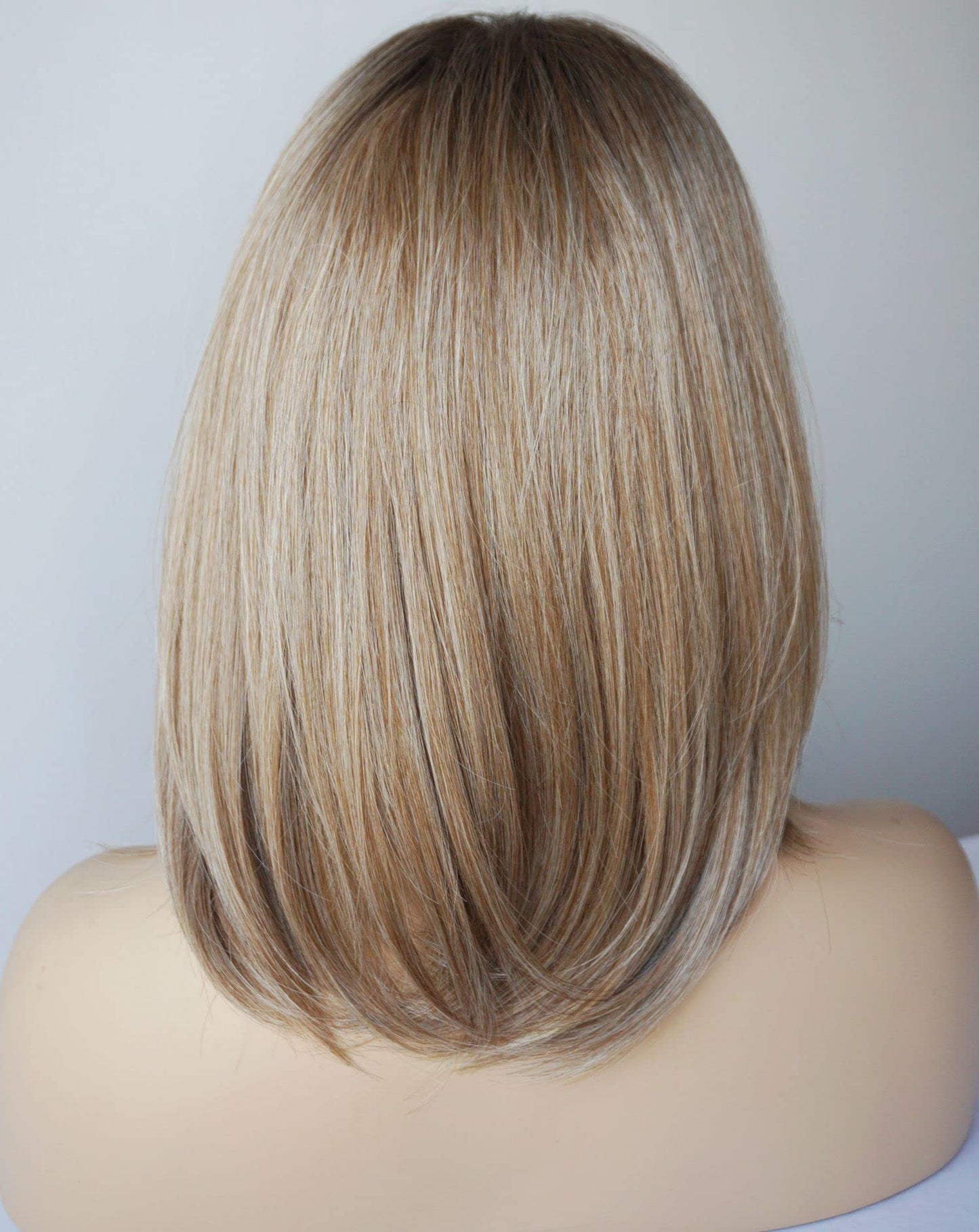 Wigs for white women blonde bob wig medium length wigs for women persma skin part blonde with dark roots Synthetic wig for white Women (Blobde mixed bob)