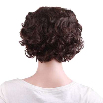 MapofBeauty 11.8 Inch/30 cm Special Elderly Short Curly Fashion Wigs(Dark Brown)
