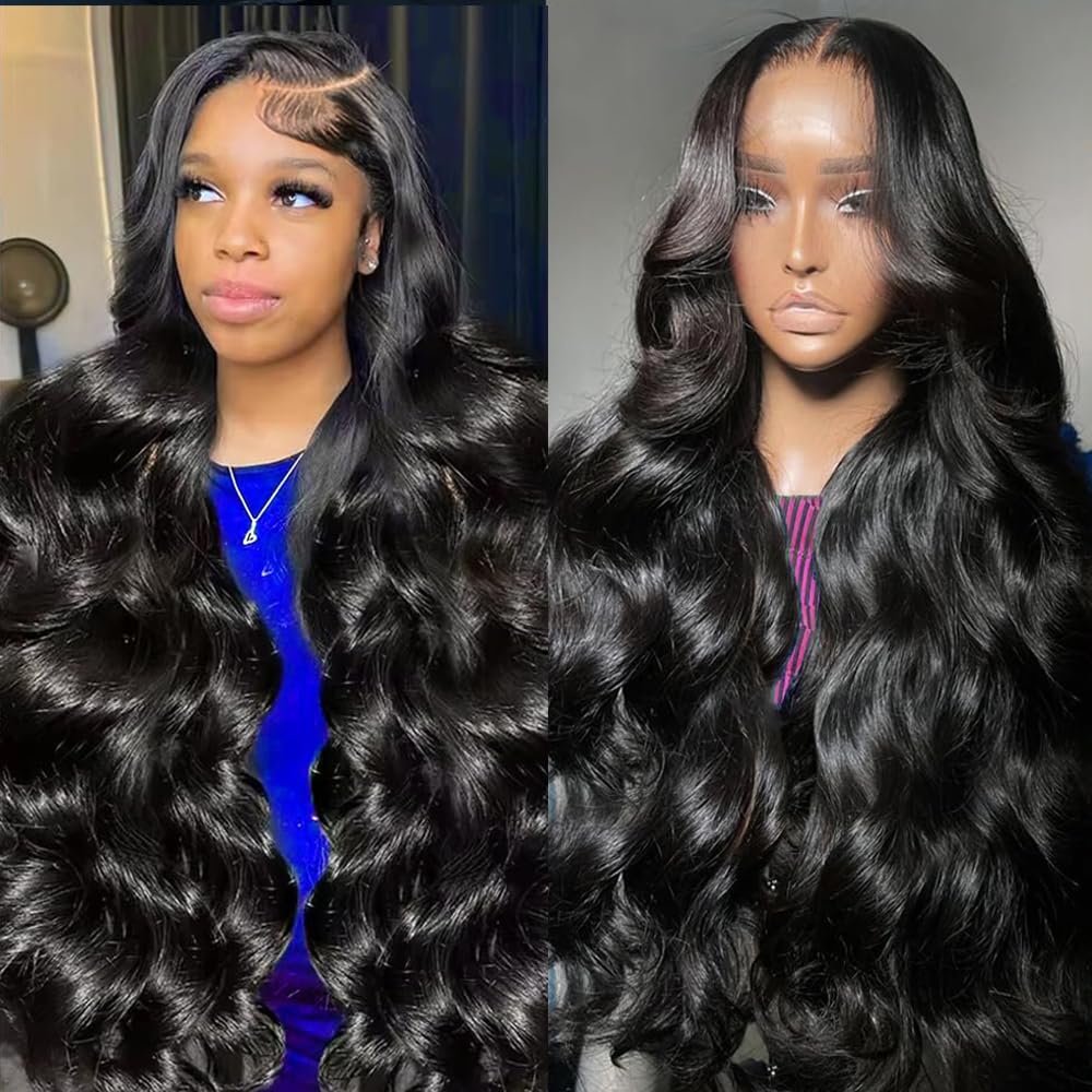 Ainmeys 34inch 13x6 Body Wave Lace Front Wigs Human Hair 250% Density Pre Plucked HD Transparent Lace Frontal Wigs Human Hair Wigs for Black Women 10A Glueless Wigs Baby Hair