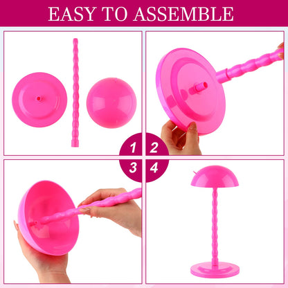 8 Pieces Wig Head Stand for Multiple Wigs Mannequin Head 13.8 Inch Portable Hat Display Stand Travel Wig Holder for Styling Non Slip Stable DIY Practice Hat Holder(Rose Red)