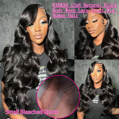 KXBKXB 34 Inch Body Wave Lace Front Wigs Human Hair 220% Density Frontal Wigs Human Hair Wigs for Black Women 13x6 HD Lace Front Wigs Human Hair Pre Plucked Glueless Body Wave Wig