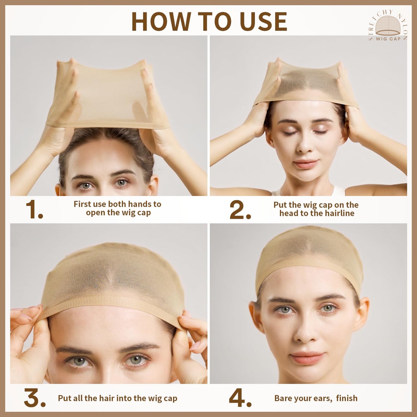 Teenitor Wig Cap, 20pcs Stocking Caps for Wigs, Tan Wig Cap for Women, Stretchy Nylon WigCap Beige