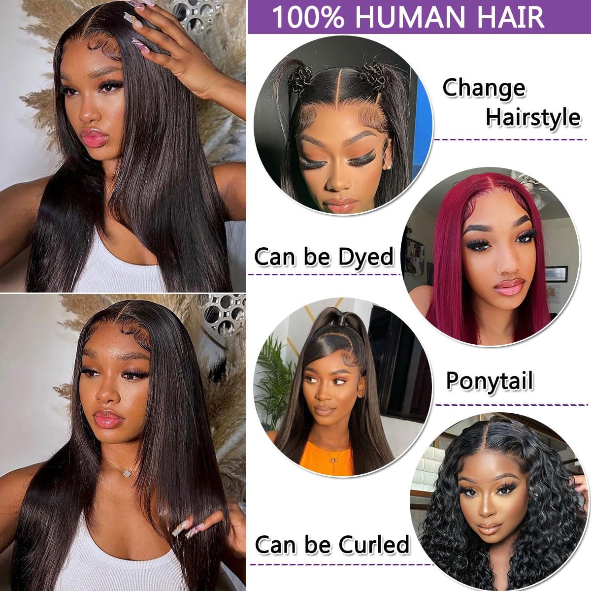 13x6 Lace Front Wigs Human Hair 22 Inch Straight HD Transparent Lace Front Wigs Human Hair Pre Plucked Natural Color 200 Density With Baby Hair for Women