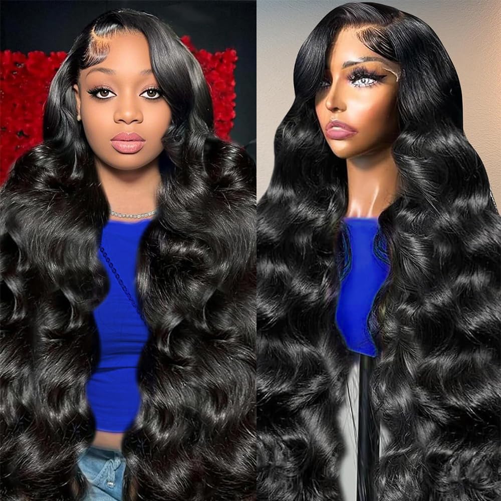 Ainmeys 26inch 13x6 Body Wave Lace Front Wigs Human Hair 250% Density Pre Plucked HD Transparent Lace Frontal Wigs Human Hair Wigs for Black Women 10A Glueless Wigs Baby Hair