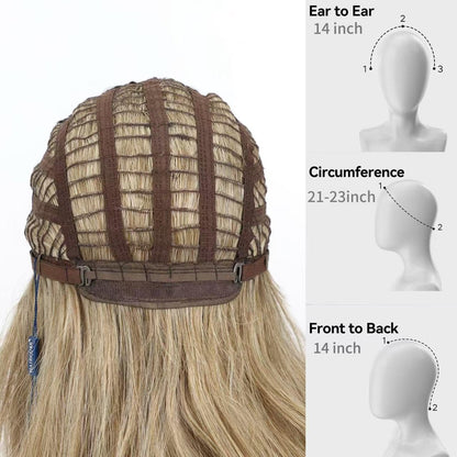 HAIRCUBE 24 Inch Ash Blonde Wig Long Curly Wigs for Women Heat Resistant Synthetic Wigs for White Women with Bangs Gray