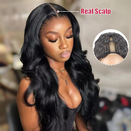 Dosacia V Part Wigs Body Wave Brazilian Virgin Human Hair Wigs For Black Women Upgrade U Part Glueless Wigs Full Head Clip In Half Wig V Shape Wigs No Leave Out Lace Front Wigs 180% Density 14Inch