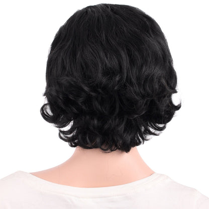 MapofBeauty 11.8 Inch/30 cm Special Elderly Short Curly Fashion Wigs(Black)
