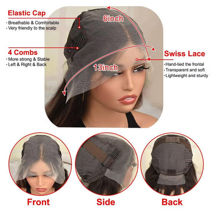 CIYOO 200% Density Milk Tea Ombre Ash Blonde Lace Front Wig Human Hair Upgrades 13x6 Body Wave Lace Front Wig for Women Hd Invisible Frontal Pre Plucked Ombre Blonde Human Hair Wig 22 Inch