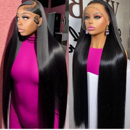 Hermosa 220% Density 30 inch HD Transparent 13x4 Lace Front Wigs Human Hair Pre Plucked 12A Glueless Straight Lace Frontal Human Hair Wigs for Black Women with Baby Hair