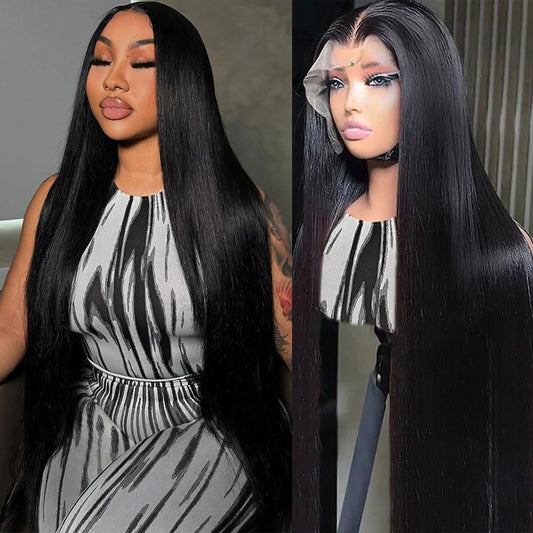 TAIKOU 30 Inch 13x6 Lace Front Wigs Human Hair 200 Density 13x6 HD Transparent Lace Front Wigs Human Hair Pre Plucked Straight Human Hair Wig With Baby Hair For Women