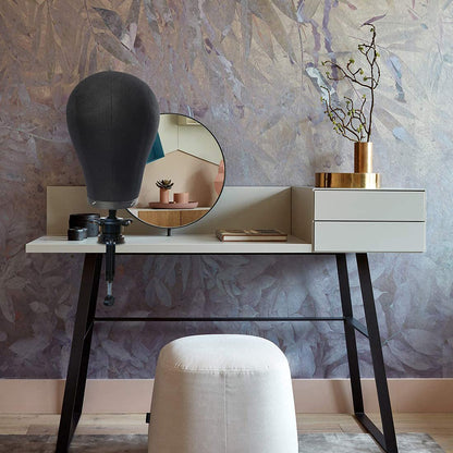 Wig Head Stand Mannequin Head 20"-24" Dome Cork Canvas Manican Block Head for Making Drying Styling Display Wigs with Stand