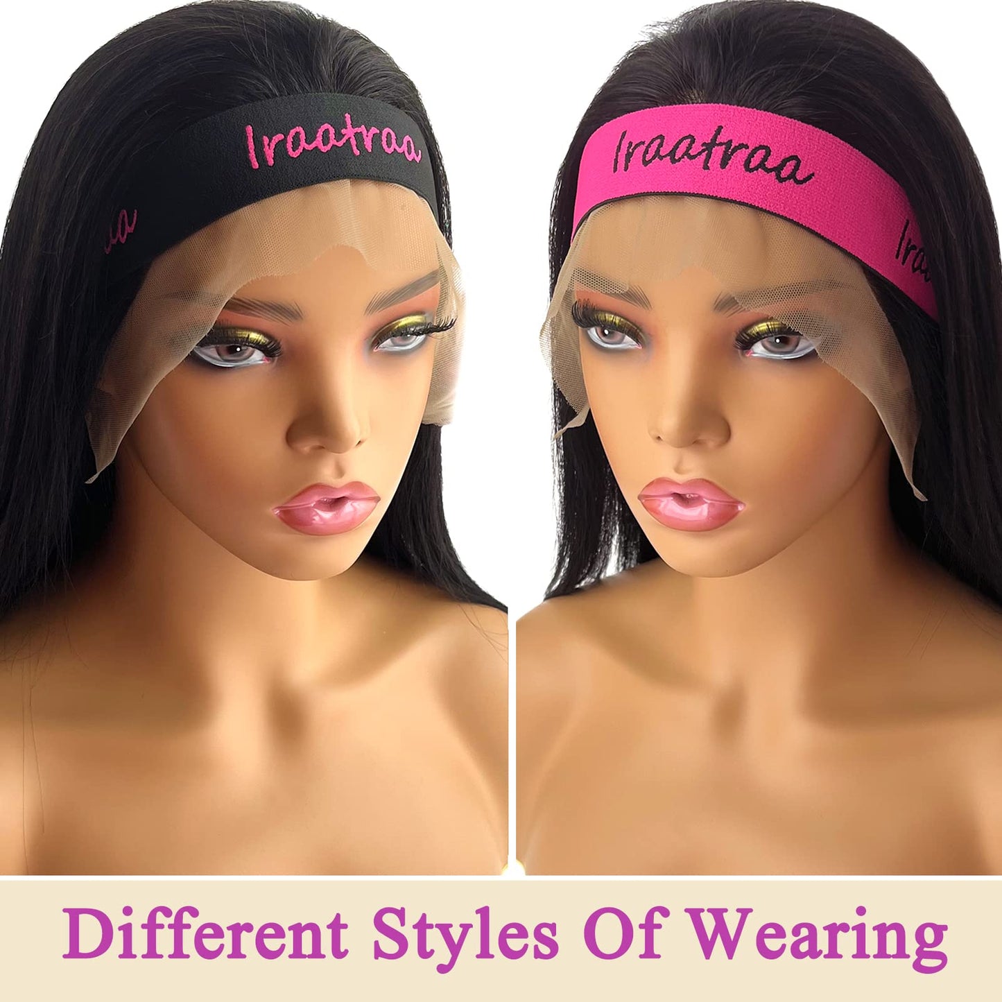 Iraatraa 6 Pcs Elastic Wig Band Set - Lace Melting Bands For Lace Front Wigs, Keeping Wigs In Place & Laying Edges (8 Piece Set, Black Rose)