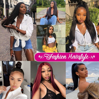 Hermosa 220% Density 30 inch HD Transparent 13x4 Lace Front Wigs Human Hair Pre Plucked 12A Glueless Straight Lace Frontal Human Hair Wigs for Black Women with Baby Hair