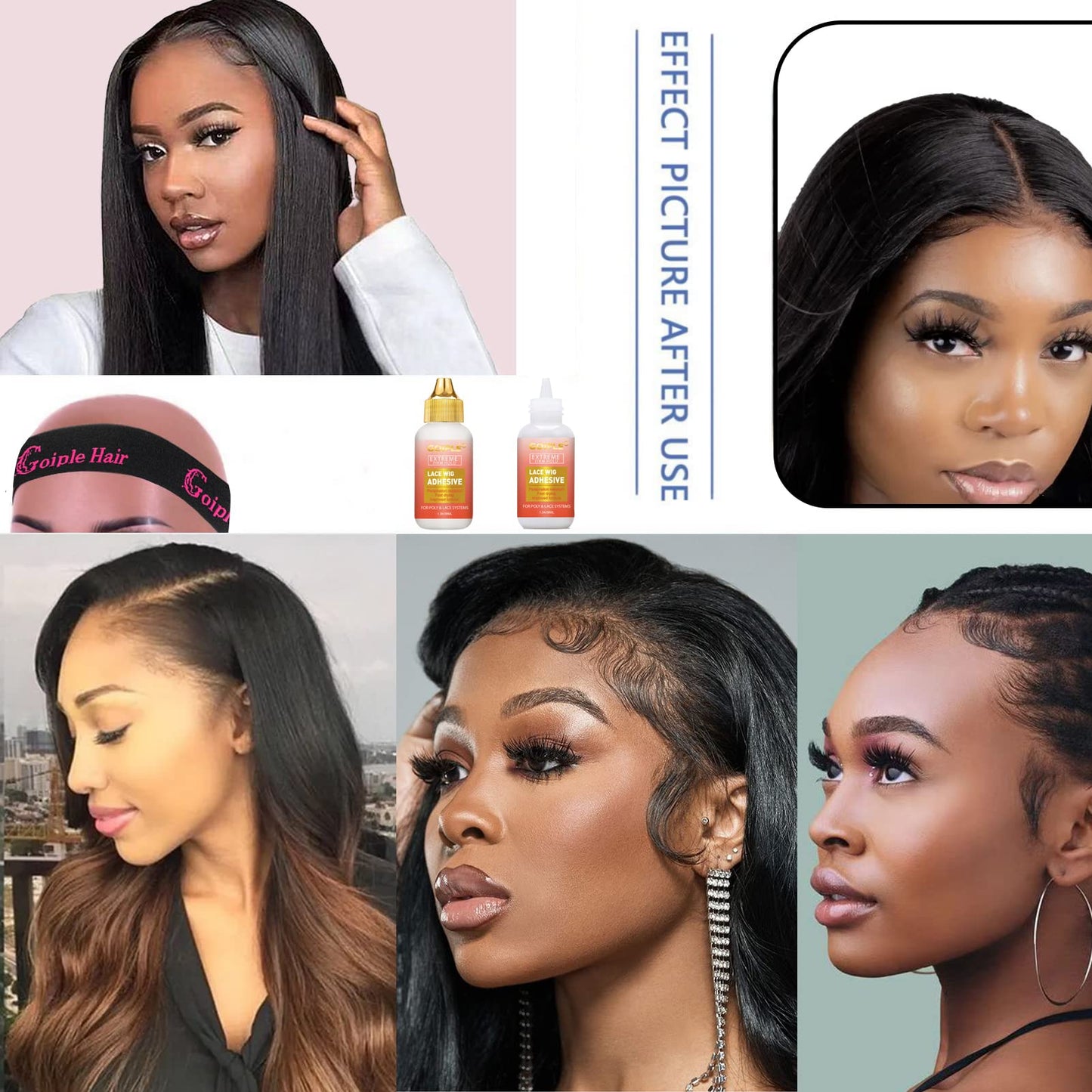 Lace Front Wig Glue Set - Waterproof With Tools, Hair Wax Stick, Remover, Edge Control Wax, Wig Band, and Dual Brush