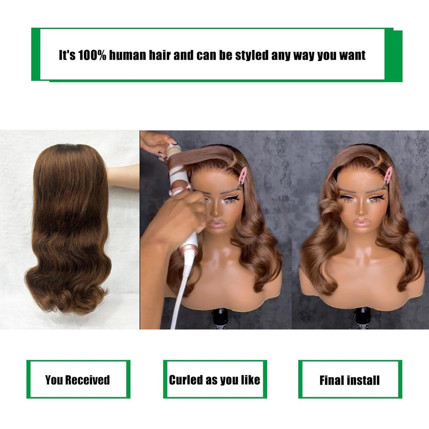 Brown Bob Wig Human Hair 13x4 Frontal Lace Wig 16 Inch Body Wave HD Lace Front Wigs Human Hair Pre Plucked Glueless Bob Wigs for Women (#4 Brown, 16 Inch)